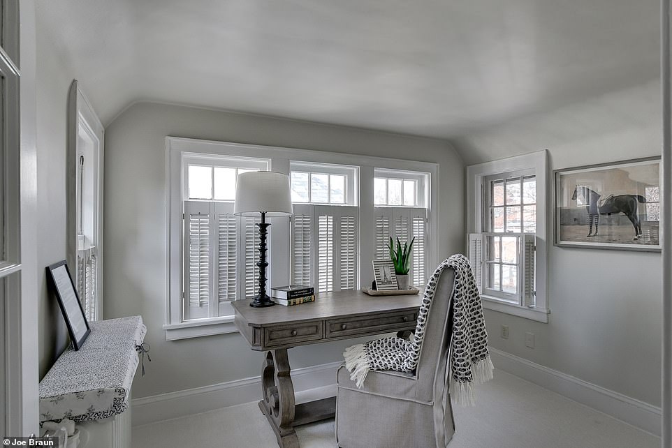 Buffett started his first business Buffett Associates in the sunroom (pictured) which is located off the primary bedroom