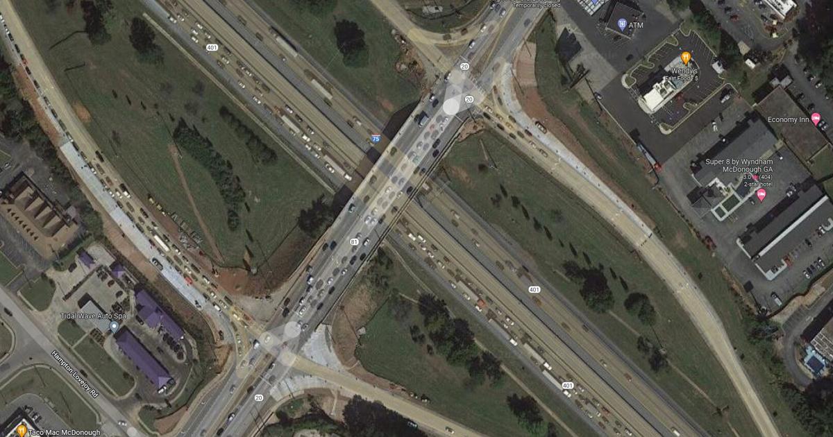 Diverging diamond interchange at Interstate 75 and Georgia 20 traffic shift