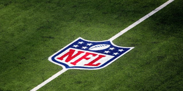 A general view of the NFL logo on the field is seen before the game between the Arizona Cardinals and the Los Angeles Rams at SoFi Stadium on October 03, 2021 in Inglewood, California.