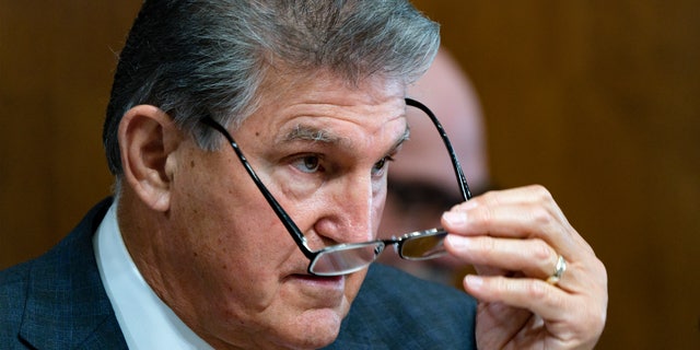 Sen. Joe Manchin, D-W.Va., chairs a hearing of the Senate Energy and Natural Resources Committee at the Capitol in Washington Oct. 19, 2021. 