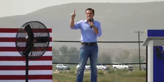 Former Attorney General Adam Laxalt speaks at his sixth annual Basque Fry, on Aug. 14, 2021, in Gardnerville, Nevada.