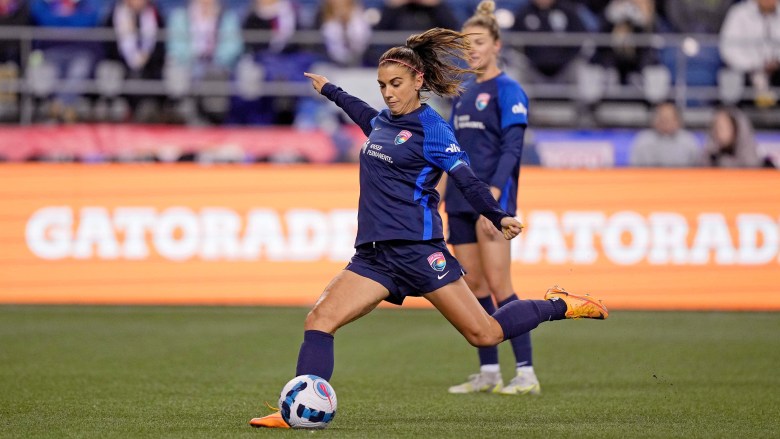 San Diego Wave FC forward Alex Moran scored the only goal against OL Reign. Photo by Stephen Brashear-USA TODAY Sports