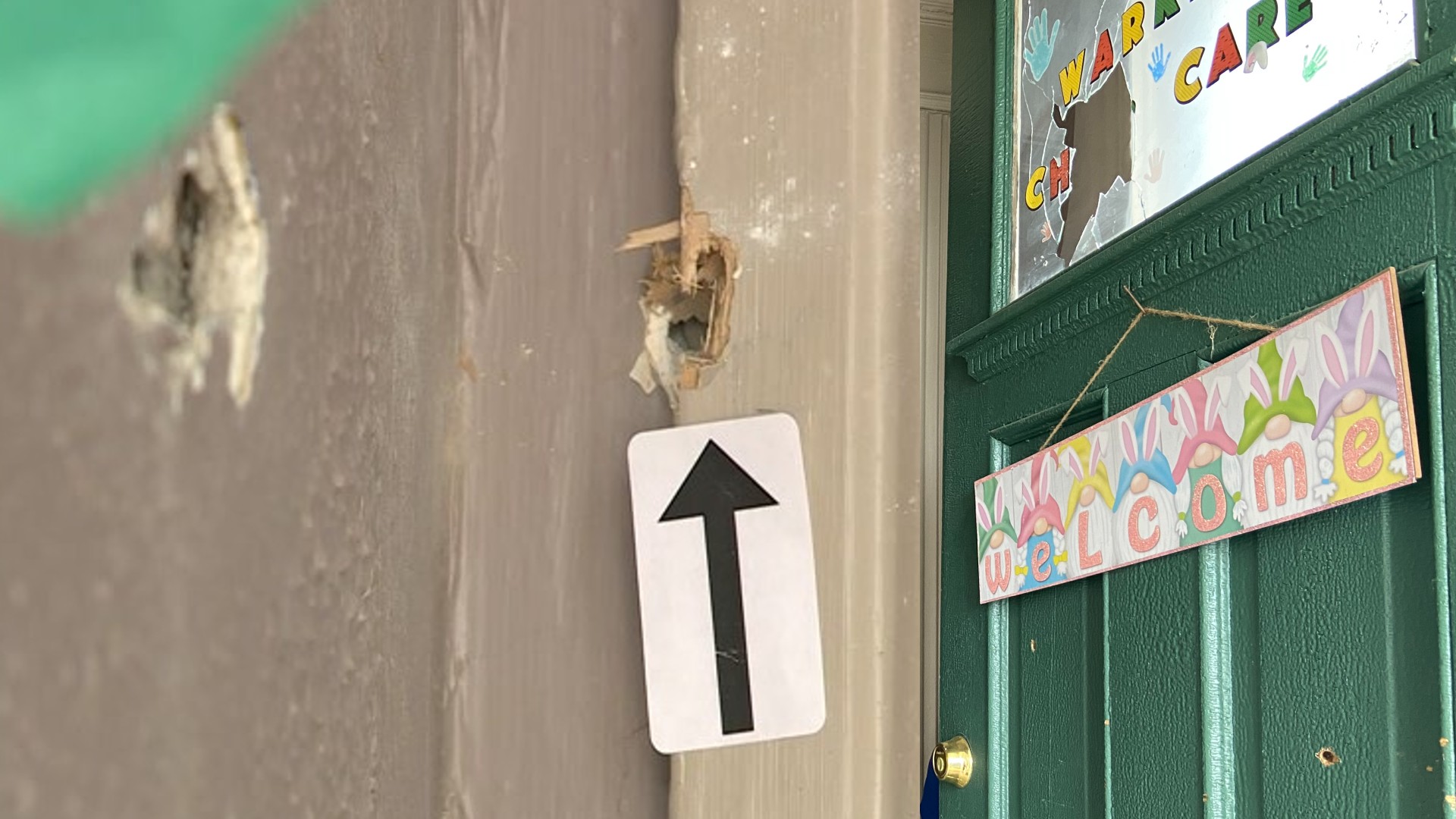 Bullet holes cover day care doorway on Milwaukee’s north side