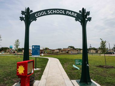 The new "Cool School Park" entrance at John Ireland Elementary in southeast Dallas welcomes...