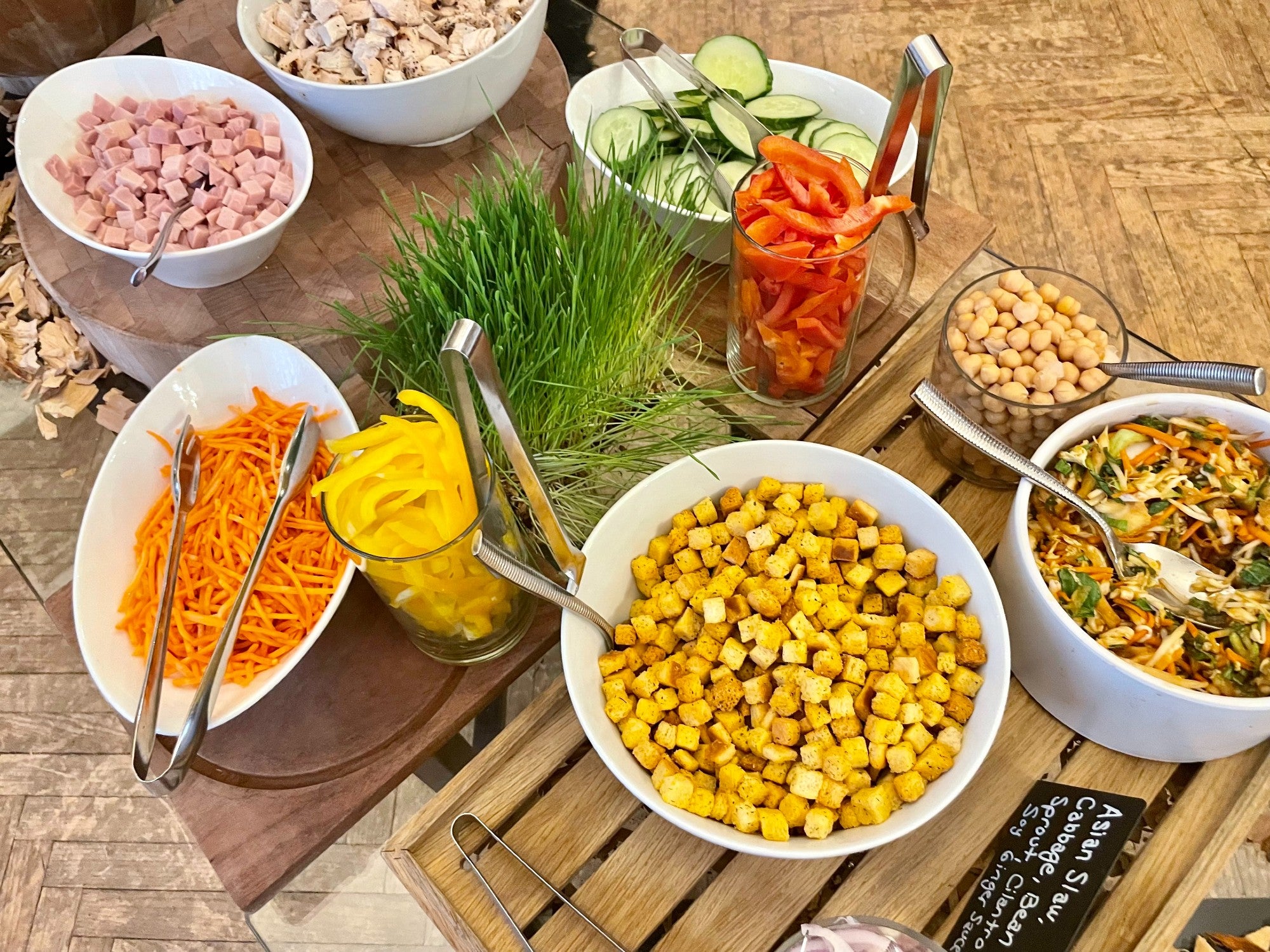 Salad ingredients await elite Marathoners at the Fairmont Copley Plaza's Athlete's Village