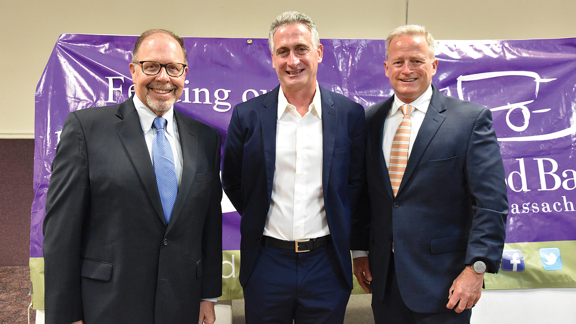 Andrew Morehouse (center) with Big Y CEO Charlie D’Amour (left) and Dennis Duquette, MassMutual Foundation president