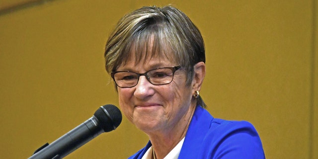 Democratic Governor of Kansas Laura Kelly delivers the keynote speech at Emporia State University Constitution Day event for high school students, Emporia, Kansas, September 17, 2019.