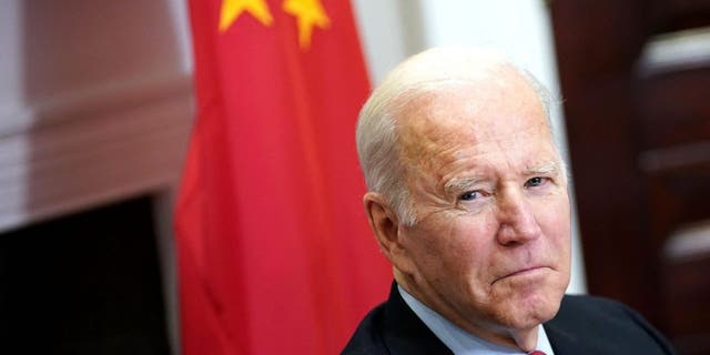 US President Joe Biden meets with China's President Xi Jinping during a virtual summit from the Roosevelt Room of the White House in Washington, DC, November 15, 2021. 