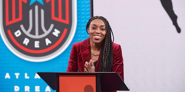 Renee Montgomery  of the Atlanta Dream during the 2022 WNBA Draft Lottery on December 19, 2021 at ESPN in Bristol, Connecticut. 