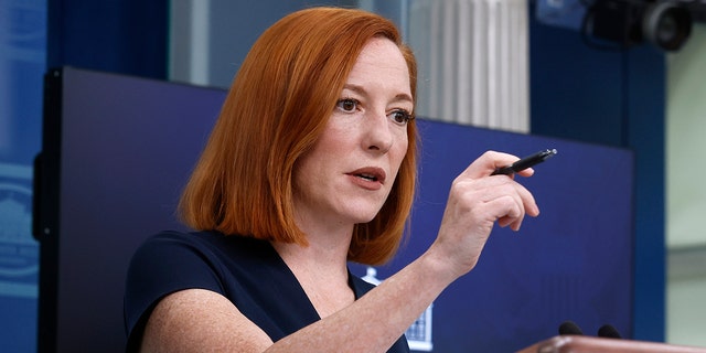 White House press secretary Jen Psaki during the daily news briefing April 8, 2022, in Washington, DC.