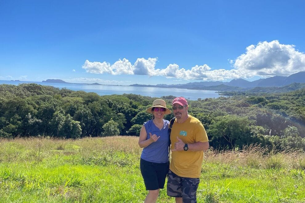 Marla Cimini (author) with Chris Grova volunteering at Kuoloa Ranch