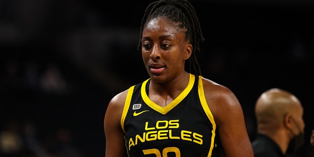 Nneka Ogwumike of the Los Angeles Sparks during the Lynx game at Target Center on Sept. 2, 2021 in Minneapolis, Minnesota.