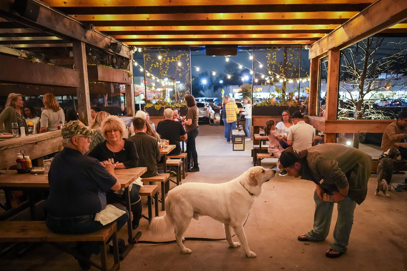 Bryon and Tina Studdard relax on the dog-friendly patio at Goodfriend while their dog Dakota...