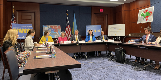 Sens. Joni Ernst and Roger Marshall host global food security crisis roundtable. (Kelly Laco/Fox News Digital)