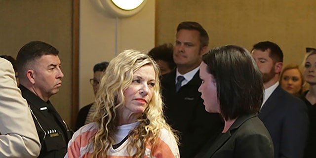 Lori Vallow Daybell, front, second right, and her defense team wait to leave the courtroom during her hearing on Friday, March 6, 2020, in Rexburg, Idaho. 
