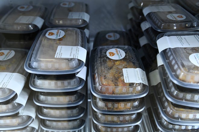 Microwavable premade meals at the Big Orange Pantry are made by the UT Culinary program through food4VOLS, an organization that collects ingredients to redistribute.