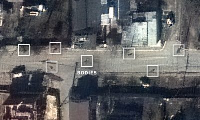 Satellite images show bodies lay in Bucha for weeks, despite Russian claims.