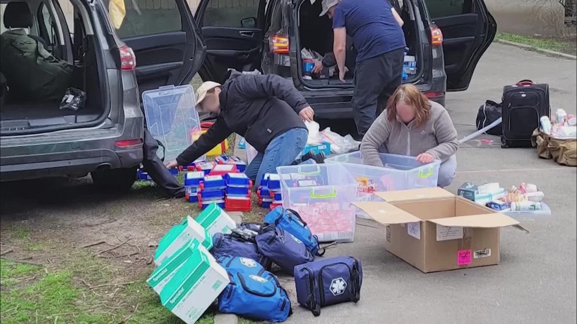 Volunteers from Houston on the ground in Ukraine passing out medical supplies