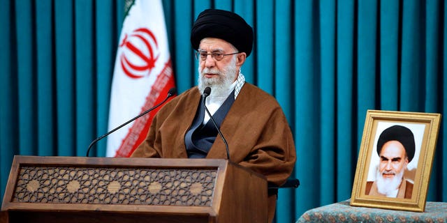 Supreme Leader Ayatollah Ali Khamenei speaks in a televised New Year's speech, in Tehran, Iran, on March 21, 2022.