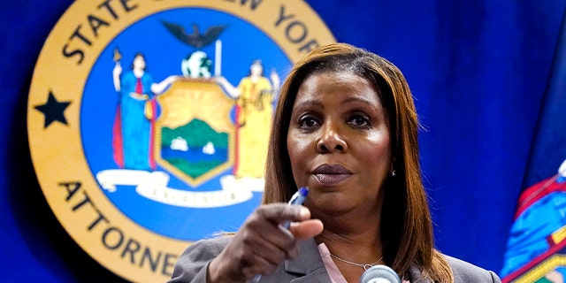 New York Attorney General Letitia James addresses a news conference at her office, in New York, Friday, May 21, 2021.