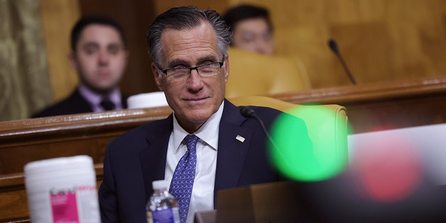 U.S. Sen. Mitt Romney (R-UT) listens as Director of the Office of Management and Budget (OMB) Shalanda Young is testifying before the Senate Budget Committee at the Dirksen Senate Office Building on March 30, 2022 in Washington, DC. 