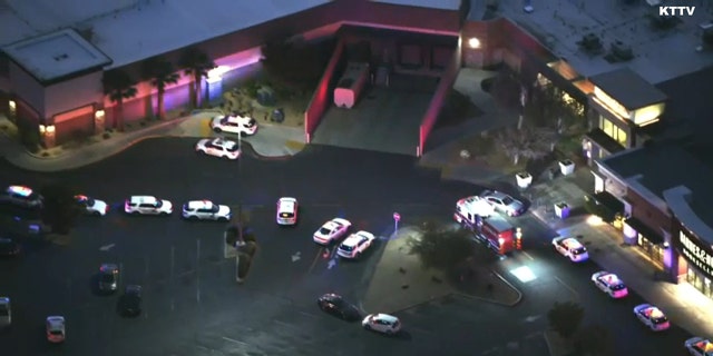 Emergency services responded to a shooting incident at a mall in Victorville, where a person was shot Tuesday, April 12, 2022 (KTTV)