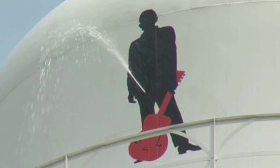 Johnny Cash mural springs a curious leak after vandal shoots hometown water tower in ‘sensitive area’