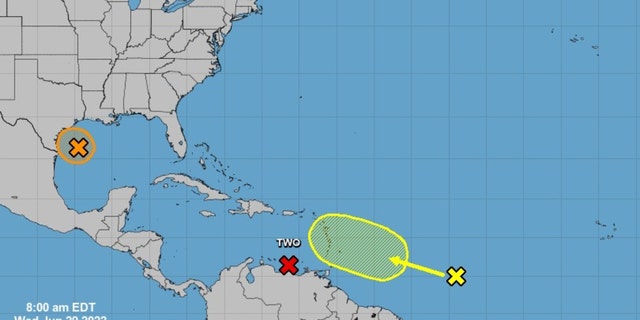 The disturbance in the northern Gulf of Mexico over five days