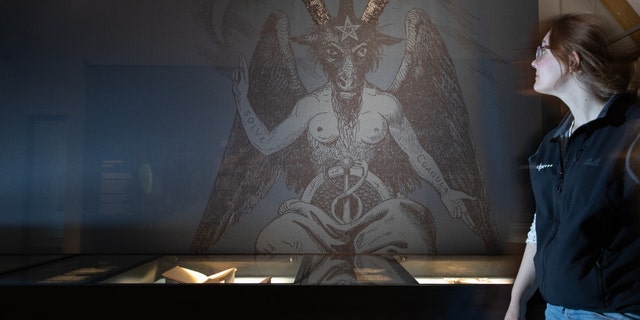 The Satanic Temple's statue of Baphomet was based on an 1856 drawing by French occultist Éliphas Lévi, pictured above at a museum in Germany.