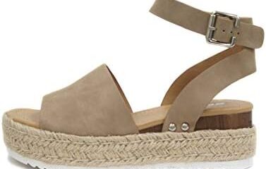 Soda Topic Open Toe Buckle Ankle Strap Espadrilles Flatform Wedge Casual Sandal