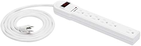 Amazon Basics Rectangular 6-Outlet Surge Protector Power Strip, 6-Foot Long Cord, 790 Joule – White