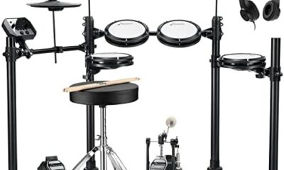 Donner DED-95 Electric Drum Set, Electronic Drum Kit for Beginner with Kick Drum, 180 Sounds, Quiet Mesh Drum Set with Drum Throne, Sticks Headphone, and 40 Melodics Lessons Black