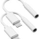 Lightning to 3.5 mm Headphone Jack Adapter, 2 Pack [Apple MFi Certified] iPhone 3.5mm Headphone/Earphone Jack Aux Audio Adapter Dongle for iPhone 14 13 12 11 Pro Max XS XR X 8 7 iPad, Support iOS 16