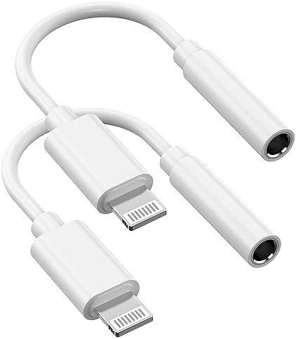 Lightning to 3.5 mm Headphone Jack Adapter, 2 Pack [Apple MFi Certified] iPhone 3.5mm Headphone/Earphone Jack Aux Audio Adapter Dongle for iPhone 14 13 12 11 Pro Max XS XR X 8 7 iPad, Support iOS 16