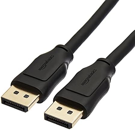 Amazon Basics DisplayPort 1.4 Cable, 32.4Gbps High-Speed, 8K@60Hz, 4K@120Hz, Dynamic HDR and 3D, Gold-Plated Plugs, 6 Foot, Black