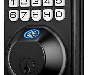 TEEHO TE002 Fingerprint Door Lock – Keyless Entry Door Lock with Keypad – Electronic Deadbolt Keyed Entry – Front Door Lock – Combination Door Lock – Easy Installation – Matte Black