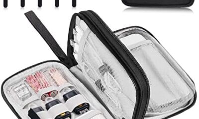 CNPOP Electronics, Cable Organizer Bag,Water Resistant Double Layers Pouch Carry Case for Cable,Cord,Phone,Charger,Earphone,Travel Accessories Tech Storage Bag for Men,Black,Small