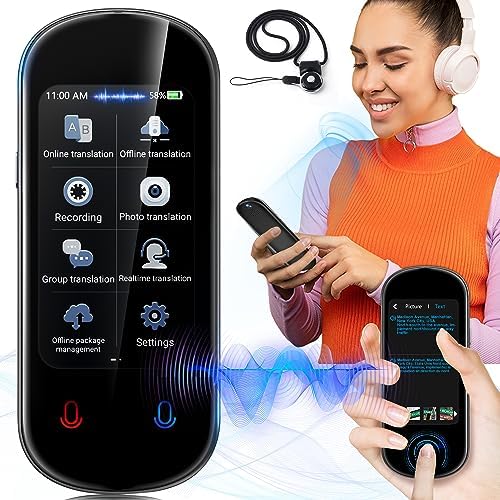 2023 Upgraded AI Translator Device,138 Online and 17 Offline Languages for Accurate and Two Way Real-Time Voice Translation with Real-time Photo & Recording for Travel, Learning and Business