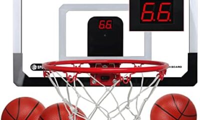 Door Basketball Hoop with Electronic Scoreboard, Indoor Mini Basketball Hoop with 3 Balls, Over The Door Basketball Set, Basketball Backboard Toy Gifts for Kids Boys Adults