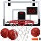 Door Basketball Hoop with Electronic Scoreboard, Indoor Mini Basketball Hoop with 3 Balls, Over The Door Basketball Set, Basketball Backboard Toy Gifts for Kids Boys Adults