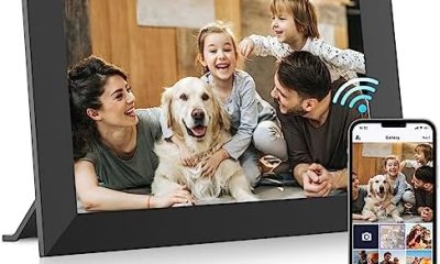 MaxAngel Digital Picture Frame 10.1 Inch WiFi Electronic Photo Frame 16GB Storage SD Card Slot Desktop IPS Touch Screen HD Display Auto-Rotate Slideshow Share Videos Photos Remotely Via App