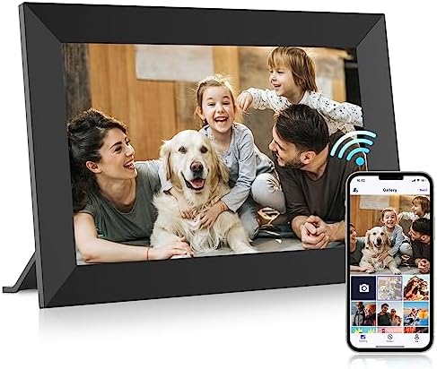 MaxAngel Digital Picture Frame 10.1 Inch WiFi Electronic Photo Frame 16GB Storage SD Card Slot Desktop IPS Touch Screen HD Display Auto-Rotate Slideshow Share Videos Photos Remotely Via App