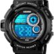 FANMIS Mens Military Multifunction Digital Watches 50M Water Resistant Electronic 7 Color LED Backlight Black Sports Watch