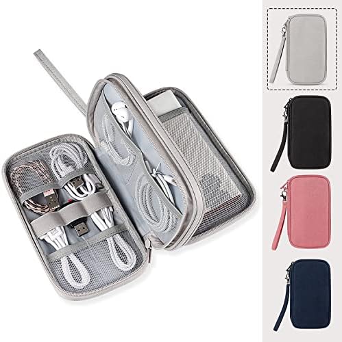 Victoriatourist Electronic Organizer, Travel Cable Organizer Bag Charger Organizer Case Pouch Accessories & Electronics Double Layers Storage Bag for Cable, Cord, Charger, Phone, Earphone, Medium,Grey