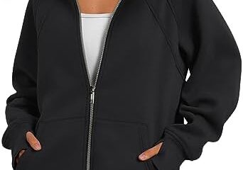 Ezymall Womens Zip up Hoodies Oversized Sweatshirts Fleece Jackets with Pockets