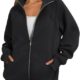 Ezymall Womens Zip up Hoodies Oversized Sweatshirts Fleece Jackets with Pockets