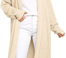 LILLUSORY Women’s Oversized Slouchy Knit Chunky Open Front Sweater Coat with Pockets