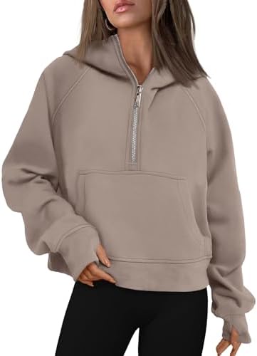 AUTOMET Half Zip Sweatshirts Cropped Hoodies Fleece Womens Quarter Zip Up Pullover Sweaters Fall Outfits 2023 Winter Clothes