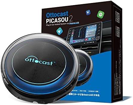 OTTOCAST PICASOU 2 CarPlay AI Box Stream Video, 2023 Newest Carplay & Android Auto Wireless Adapter – 4+64GB Android 10; Google Play YouTube, Netflix, Waze; HD HDMI Output, Support 4G Network, TF Card