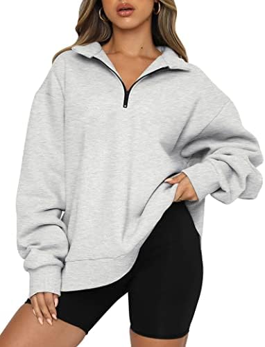 AUTOMET Womens Oversized Half Zip Pullover Long Sleeve Sweatshirt Quarter Zip Hoodie Sweater Teen Girls Fall Y2K Clothes